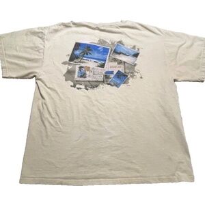 Vintage Speedo Tropical Postcard Men's Short Sleeve T-shirt; Beige; LARGE
